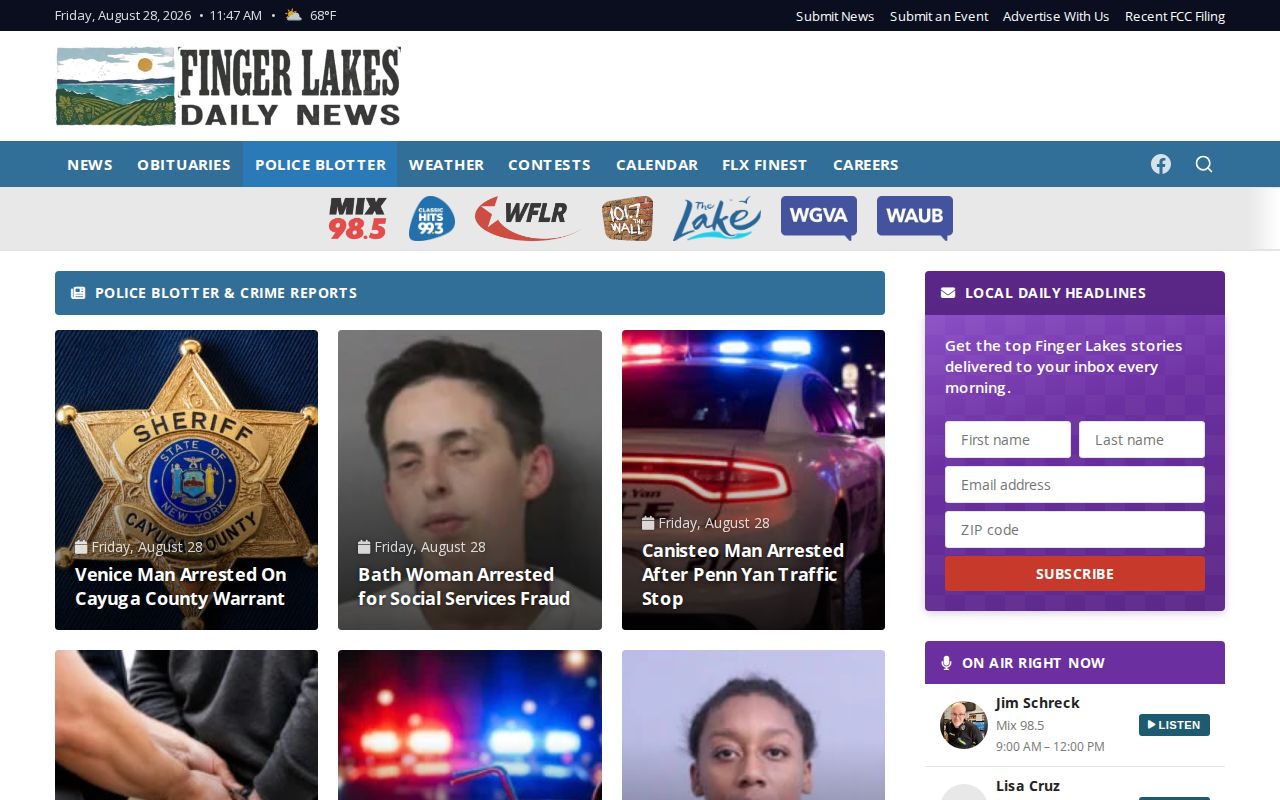 Finger Lakes Daily News Steuben County police-blotter source interface