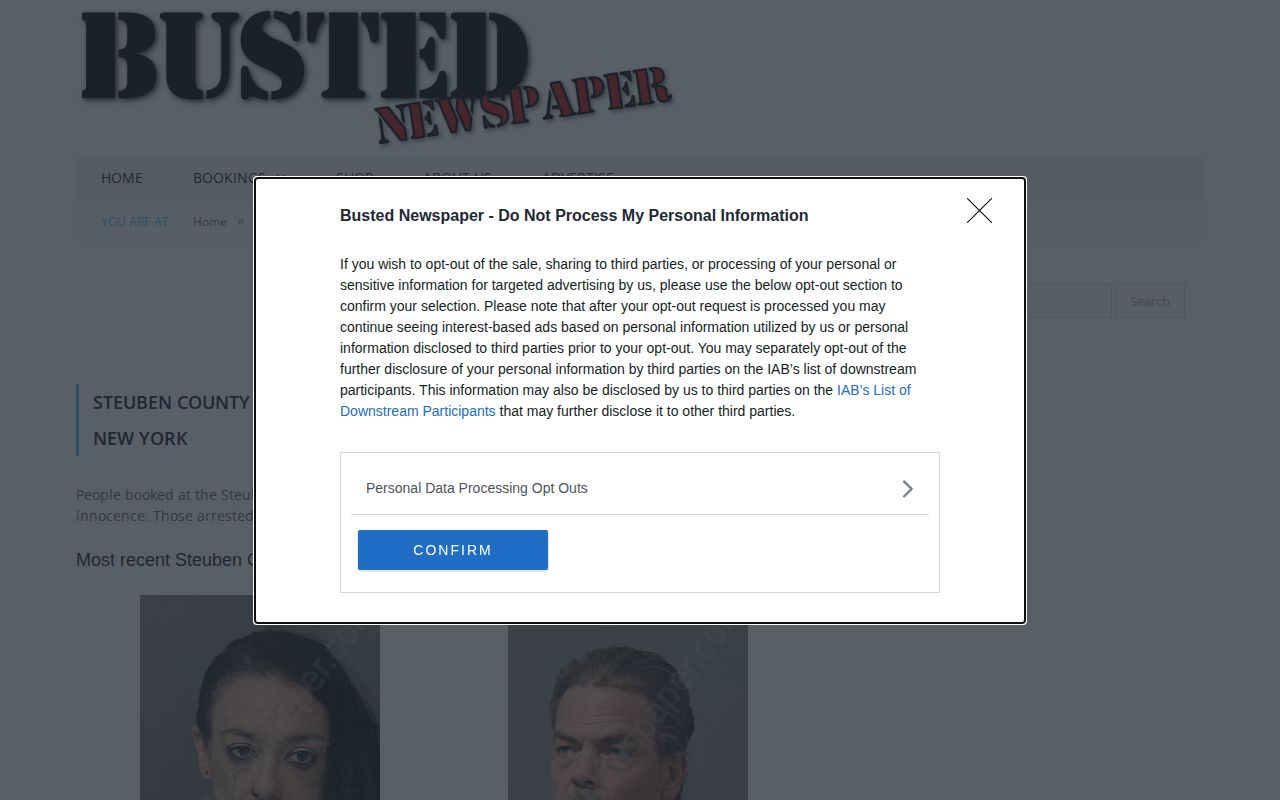 Unofficial Busted Newspaper Steuben County record interface
